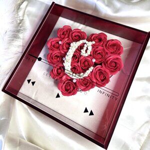 Personalized Valentines Acrylic Box HeartShaped roses(long lasting soap flowers)
